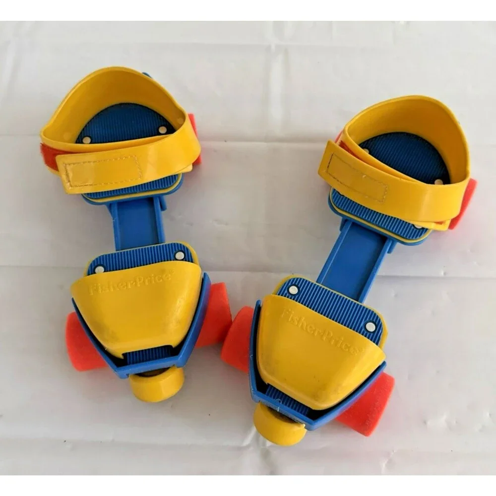 Vtg 80s Fisher Price 1-2-3 Grow With Me Roller Skates Adjustable Kids Yellow
